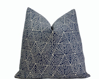 Thibaut Mombasa Navy Throw Pillow Cover | Blue Tribal Designer Pillow Cover