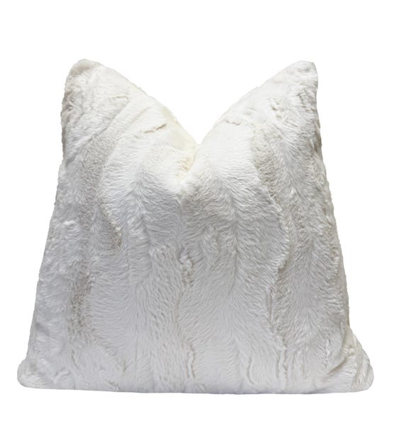 Cream Faux Fur Throw Pillow Cover Ivory Faux Fur Decorative