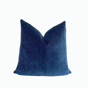 Mariner Blue Velvet Throw Pillow Cover | Solid Blue Velvet Decorative Pillow Cover | 20x20 |22x22 | 26x26 | 16x24 | Lumbar Pillow | Shams