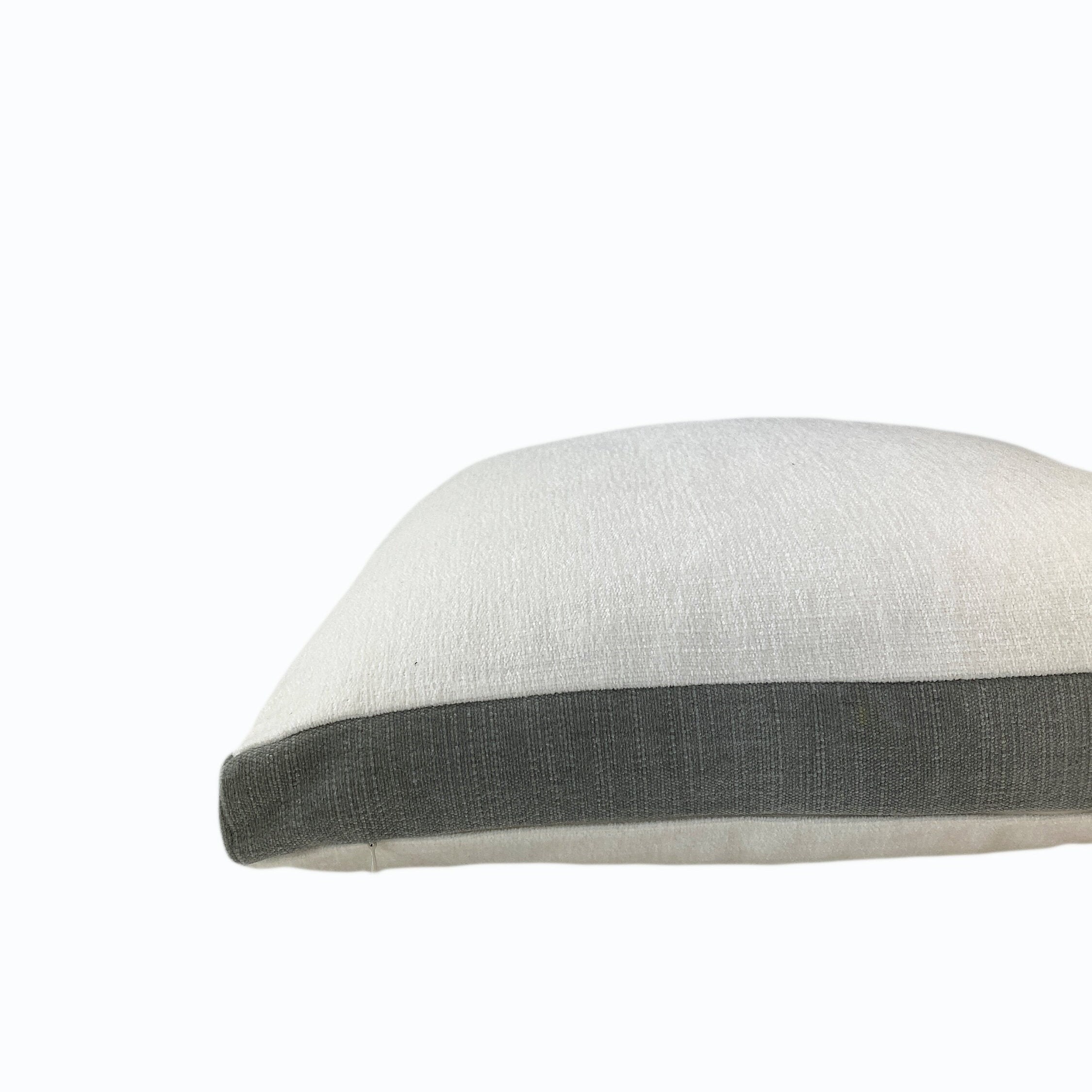 Off White With Slate Gray Velvet Box Throw Pillow Modern - Etsy