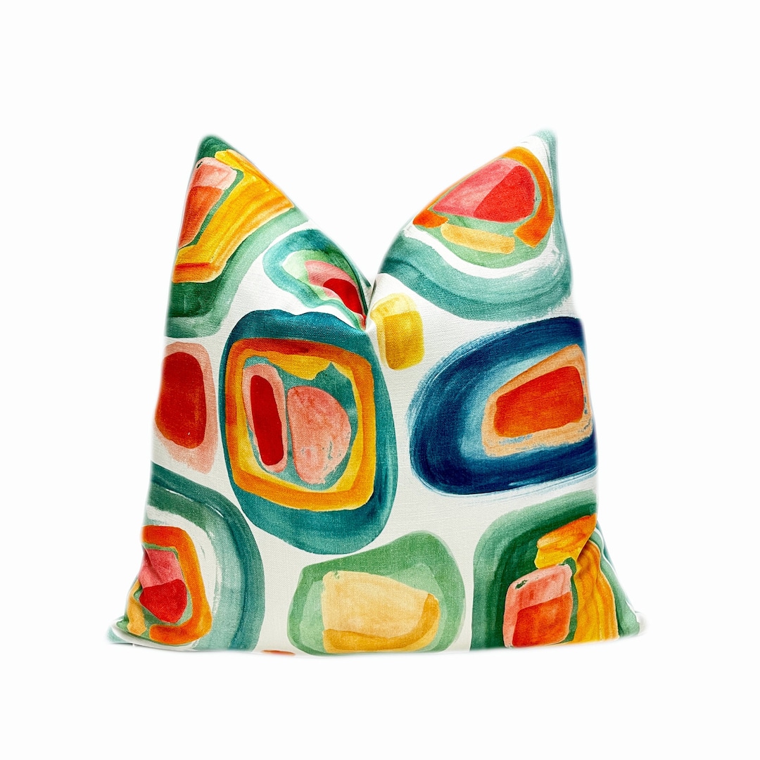 Colorful Mid Century Modern Throw Pillow Cover Abstract Mid Etsy