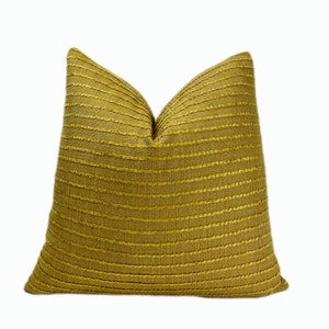 Saffron Gold Linen Chenille Throw Pillow Cover | Textured Gold Pillow Cover  | Couch Pillows | 18x18| 20x20 |22x2 | Lumbar| Custom Pillow