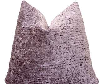 Lilac Chenille Throw Pillow Cover | Light Purple Decorative Cushion Cover