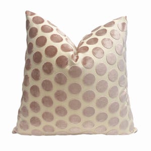 Blush Pink and Cream Polka Dot Throw Pillow Cover | Geometric Blush Pink Pillowcase  | Couch Pillow | Bed Pillow |18x18&quot; | 20x20&quot; | 24x24&quot;