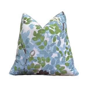 Thibaut Central Park Spa Blue Throw Pillow Cover | Blue White floral Designer Pillow Cover | 18x18| 20x20 | 22x22 |  Lumbar Pillow