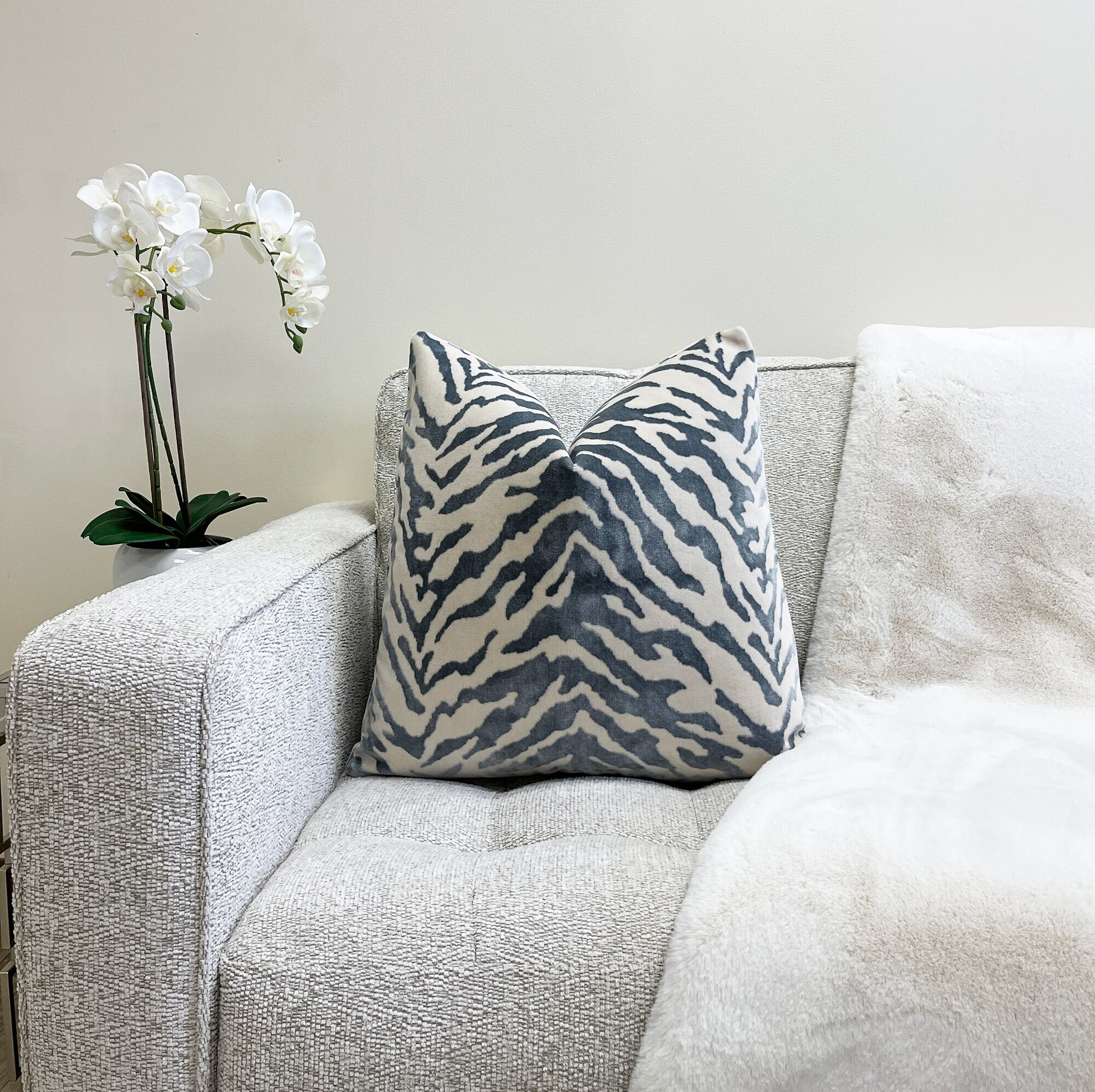 Gray and Cream Zebra Animal Print Throw Pillow Cover Grey - Etsy