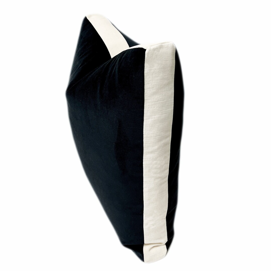 Black and Cream Velvet Throw Pillow With Insert Black and Etsy