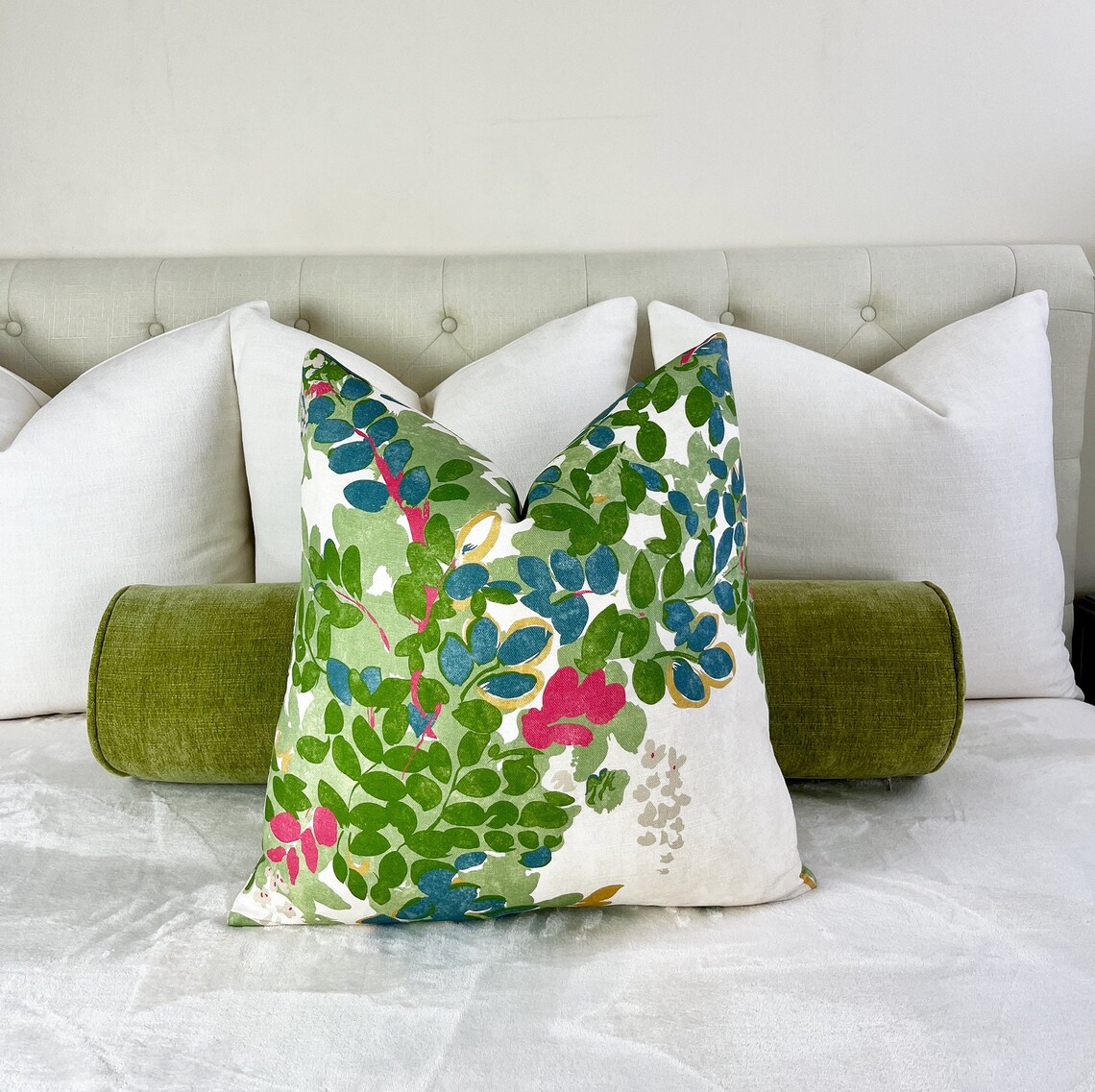 Thibaut Central Park Green Floral Throw Pillow Cover Green Etsy