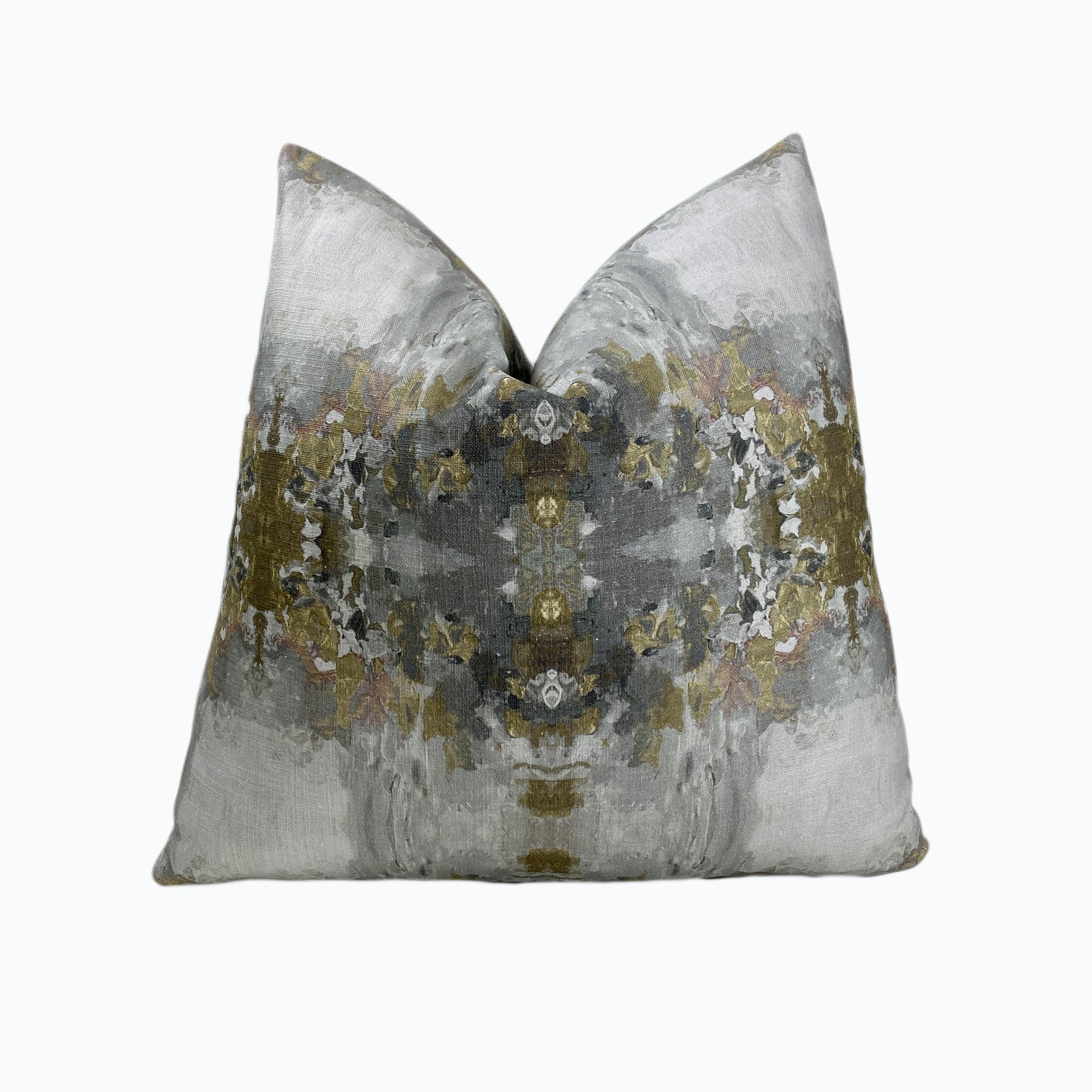 Gray and Dark Gold Abstract Throw Pillow Cover Gray Gold | Etsy