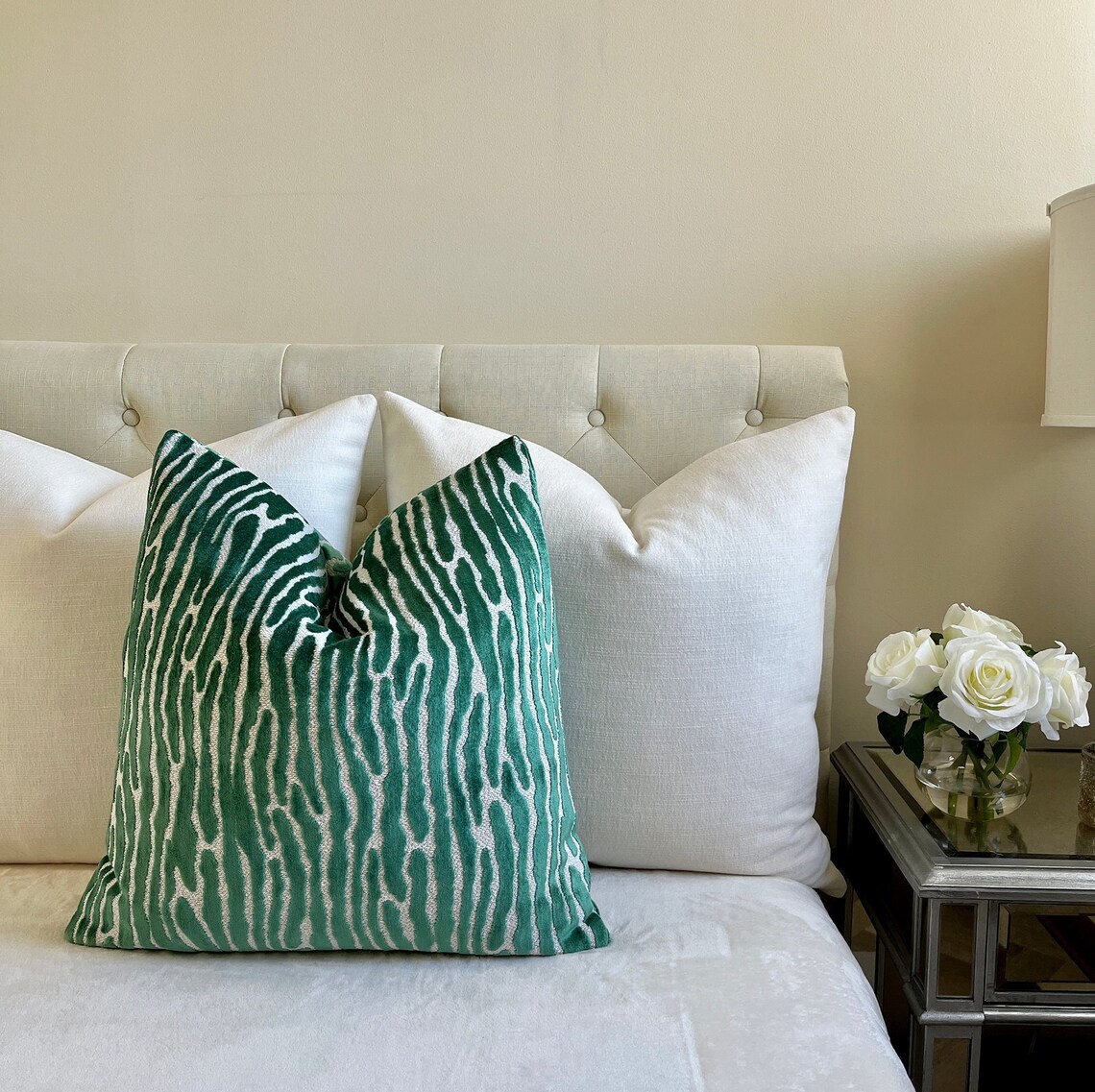 Emerald Green Velvet Throw Pillow Cover Green Velvet Etsy
