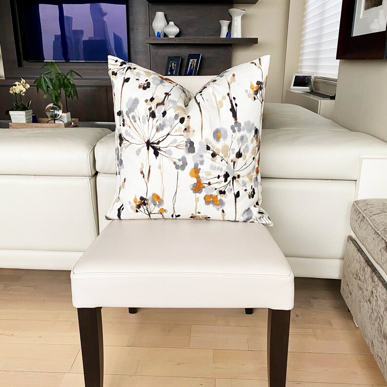 Gray and Gold Modern Floral Throw Pillow Cover Gray Gold Etsy