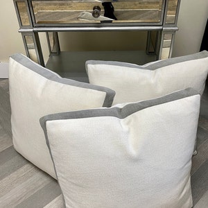 Off White With Slate Gray Velvet Box Throw Pillow Modern Velvet Box ...