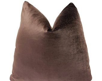 Auburn Velvet Pillow Cover | Brown Cushion Cover | Custom Sizes