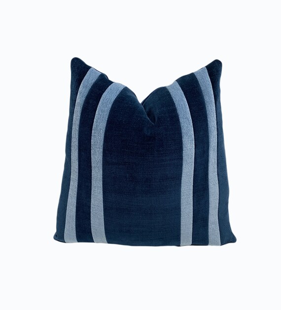 Navy Velvet Modern Throw Pillow Navy Velvet Modern Throw Pillow