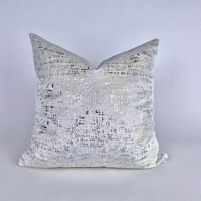 Pearl White and Silver Decorative Pillow Cover With Zipper Etsy