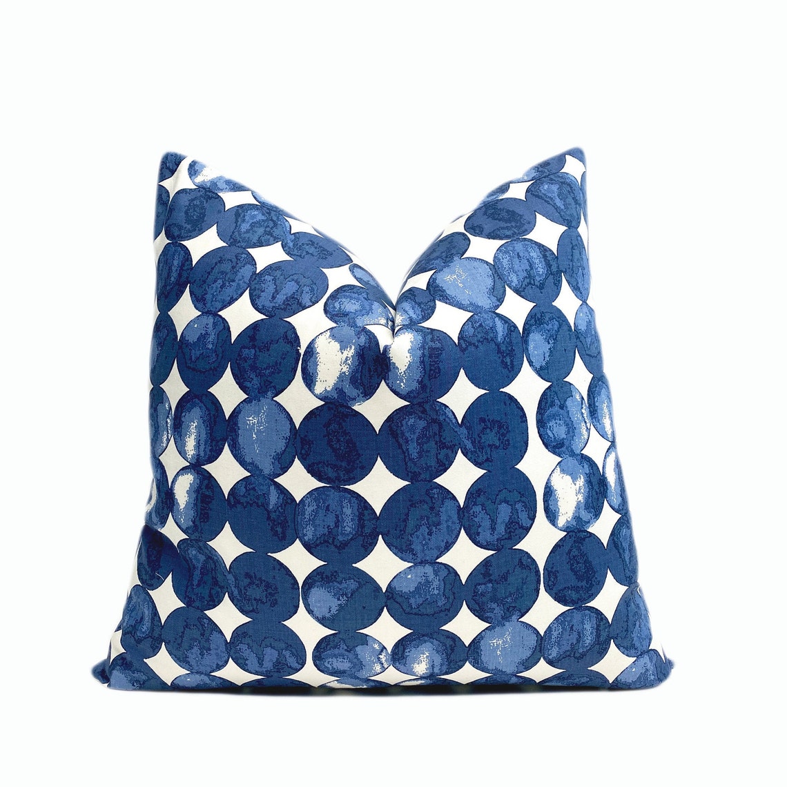 Navy and White Cotton Throw Pillow Cover | Blue Modern Circles Throw ...