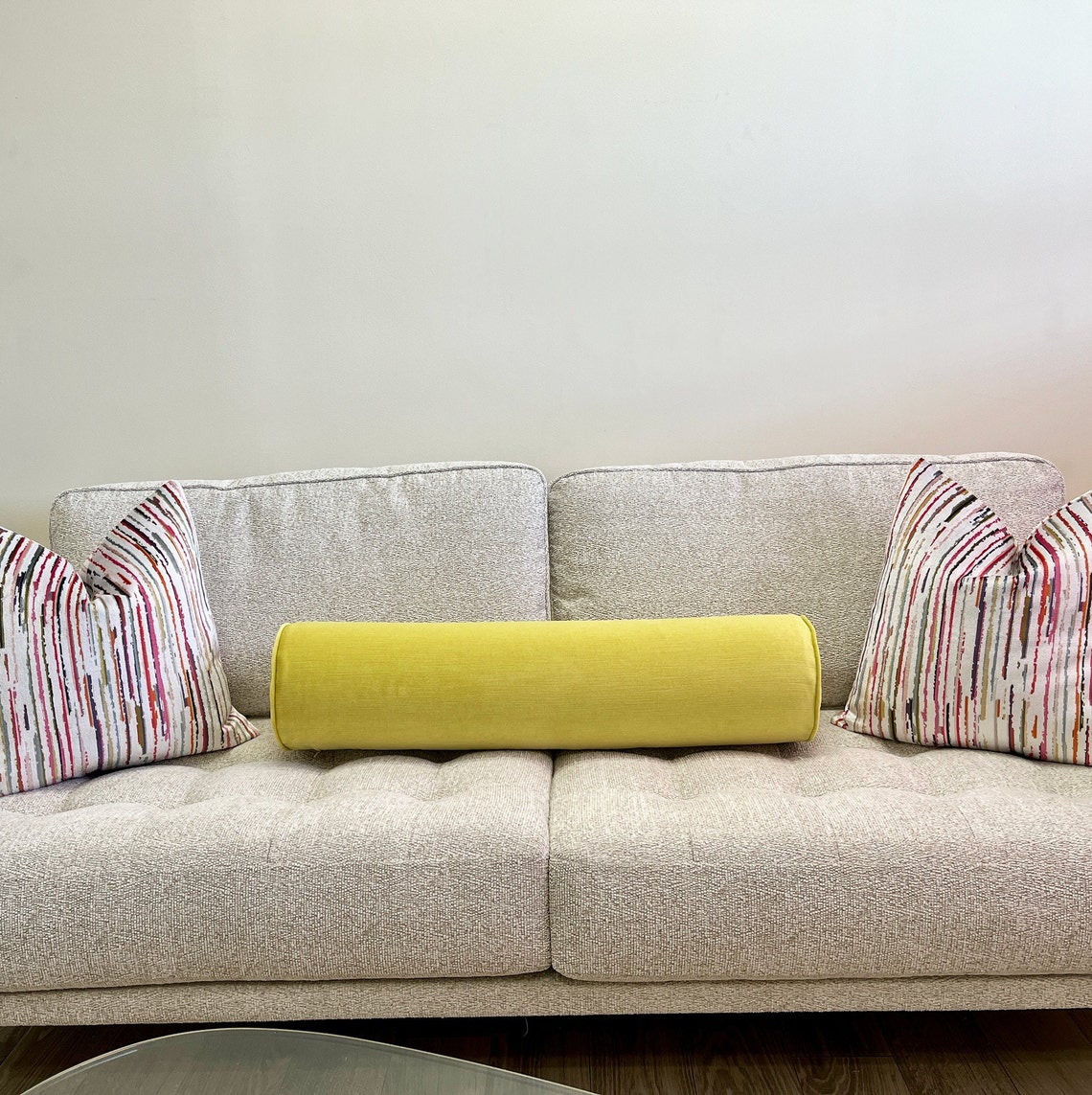 Solid Velvet Bolster Pillow With Piping and a Dacronwrapped Etsy