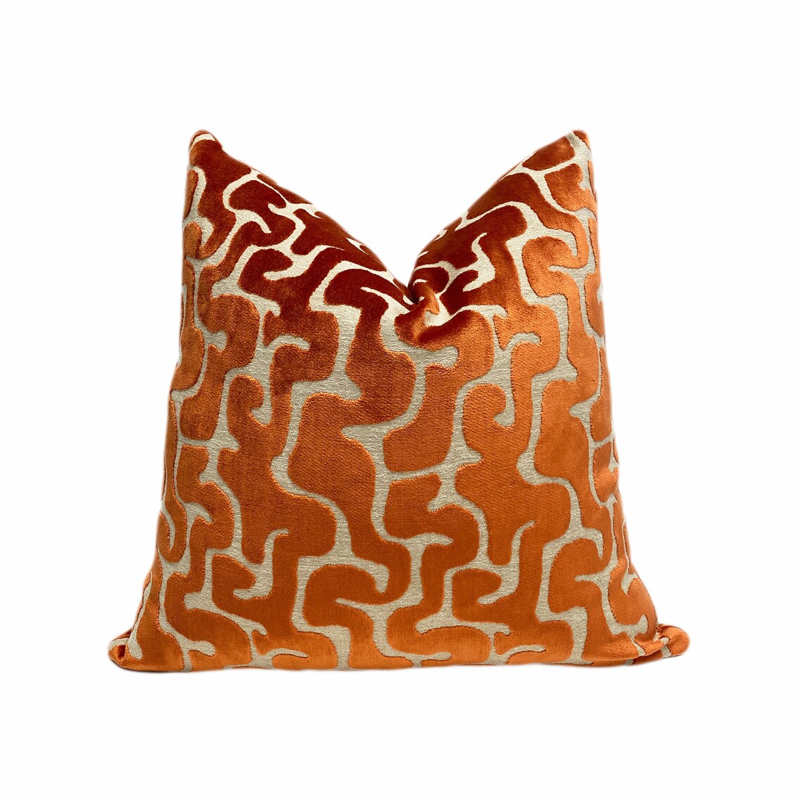 Orange Velvet Throw Pillow Cover Orange Designer Pillow Etsy