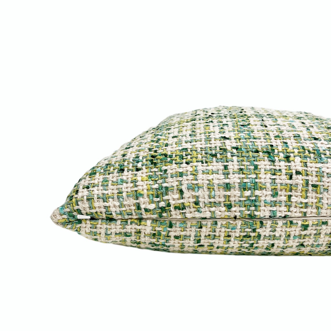Green and Cream Woven Plaid Throw Pillow Cover Green Plaid Etsy