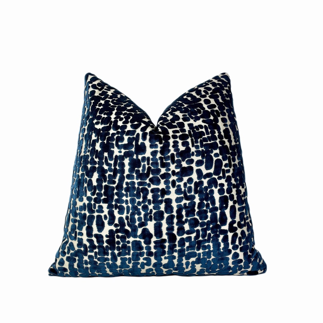 Navy Speckles and Gold Velvet Throw Pillow Cover Navy Velvet Decorative