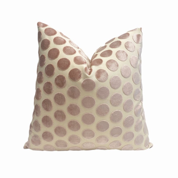 Blush Cream Polka Dot Throw Pillow Cover | Geometric Blush Decorative Pillow Cover  | Couch Pillow | Bed Pillow |18x18" | 20x20" | 24x24"