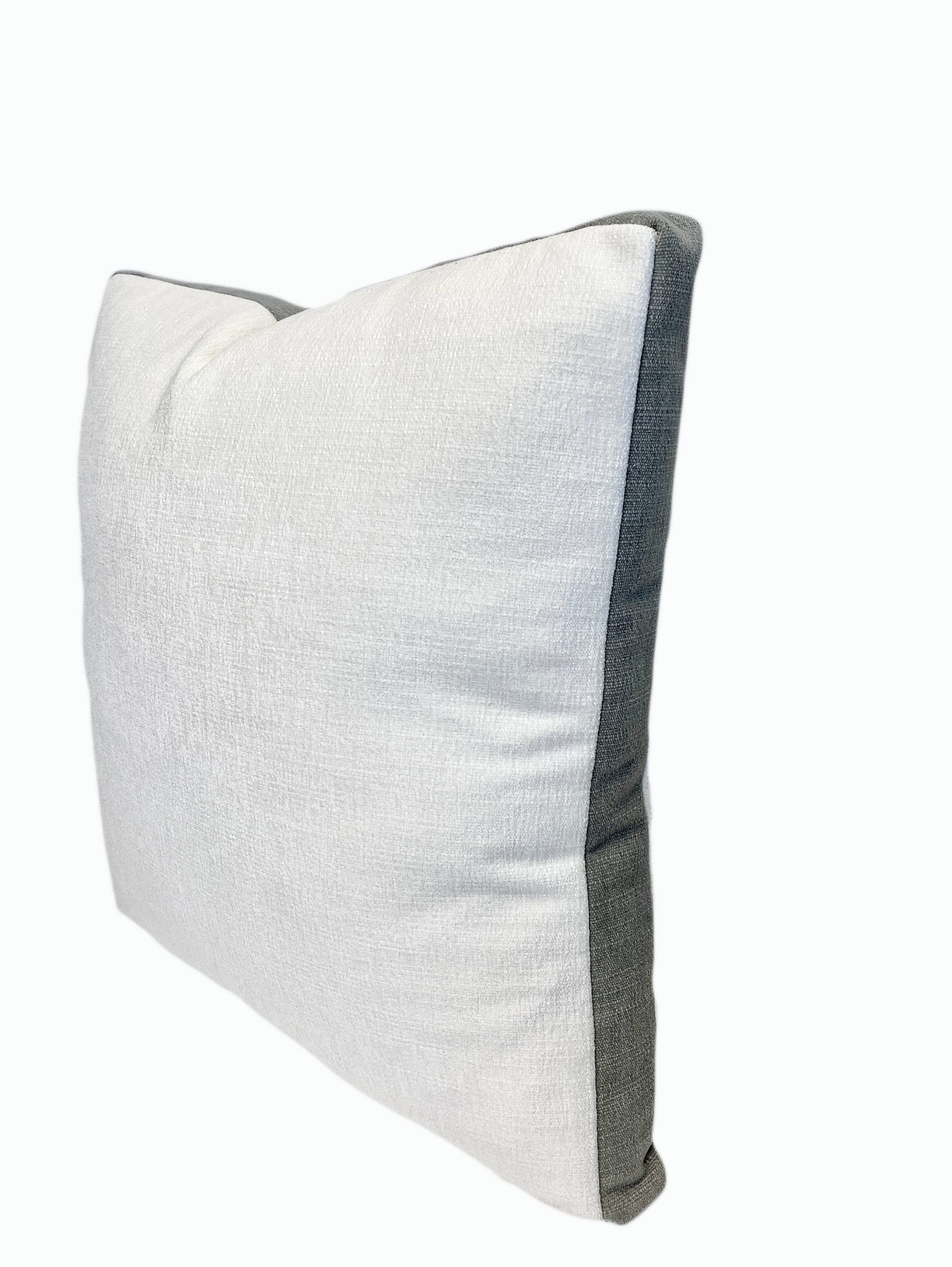 Off White With Slate Gray Velvet Box Throw Pillow Modern | Etsy