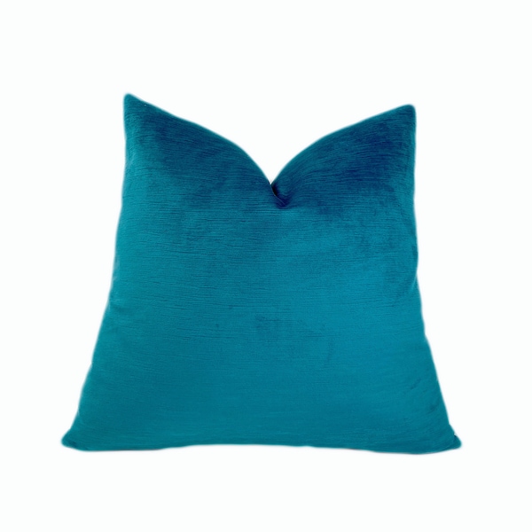 Aqua Blue Velvet Throw Pillow Cover  | Aqua 2021 Color of the Year Pillow Cover | 20x20 | 22x22 | Lumbar | Shams