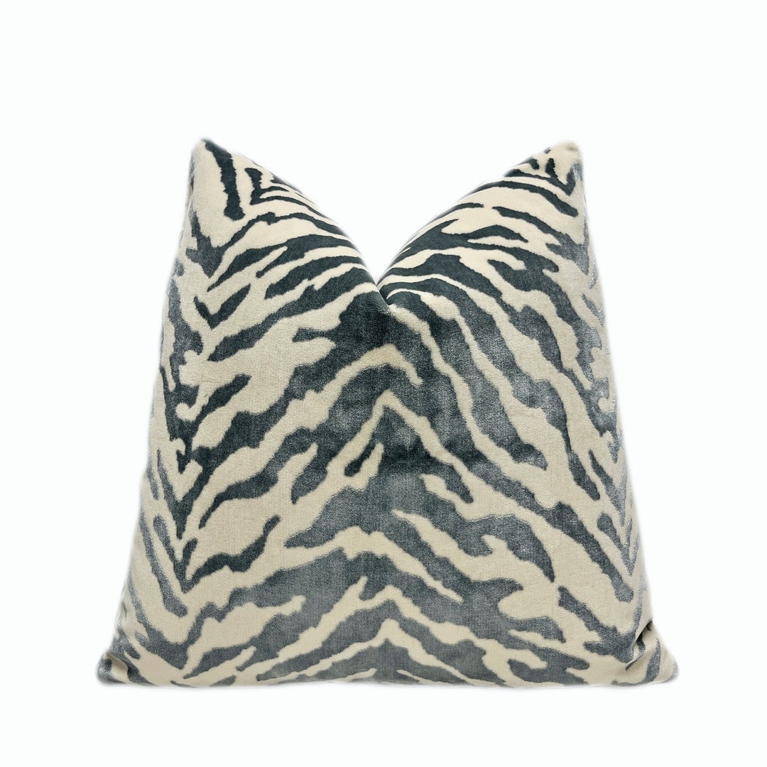 Gray and Cream Zebra Animal Print Throw Pillow Cover Grey Etsy