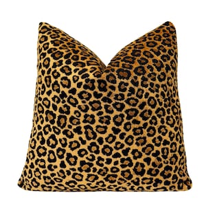 Bronze Black Leopard Print Velvet Throw Pillow Cover | Brown Animal Print Pillow Cover | 20x20 | 22x22 | Sham | Lumbar Pillow | Custom Size