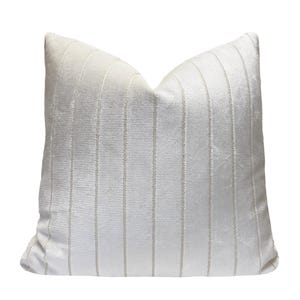 Ivory Stripe Velvet Throw Pillow Cover | White Designer Pillow Cover | Custom Sizes