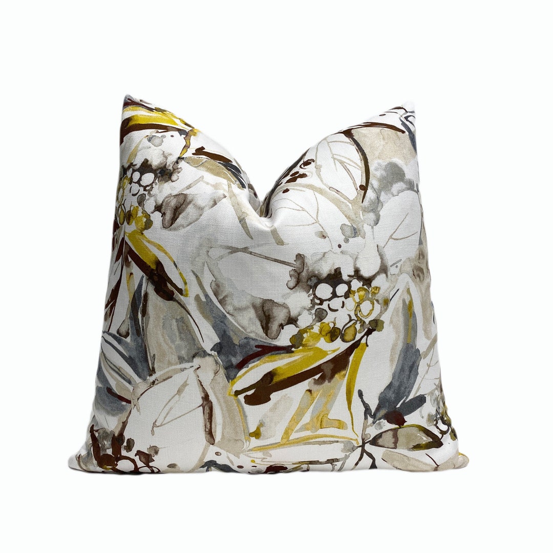 Gray and Gold Contemporary Floral Throw Pillow Cover | Gray Gold and ...