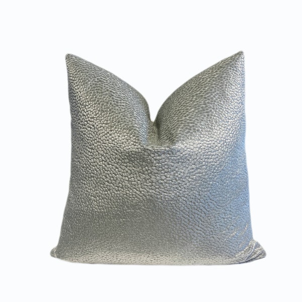 Shiny Silver Solid Velvet Throw Pillow Cover | Silver Textured Dots Throw Pillow Cover | 18x18, 20x20, 22x22, Lumbar, Euro Shams