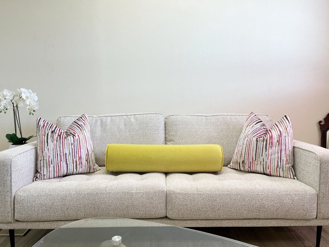 Solid Velvet Bolster Pillow With Piping and a Dacronwrapped Etsy