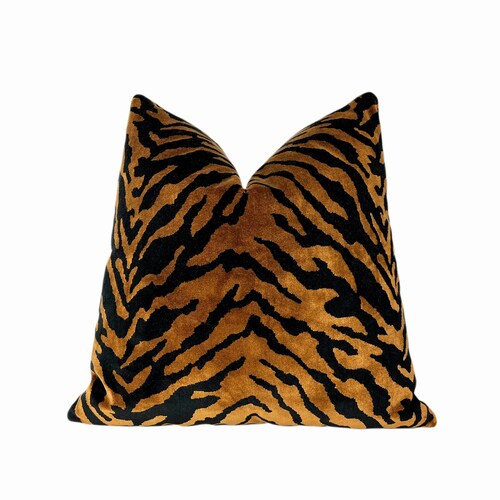 Ginger Zebra Animal Print Throw Pillow Cover Brown Cream Etsy