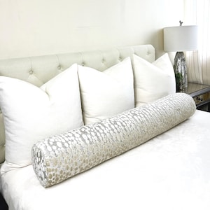 Extra Long Velvet Bolster Pillow  with Piping and a Dacron-wrapped Foam Insert | Custom Bolsters, Bed Pillows