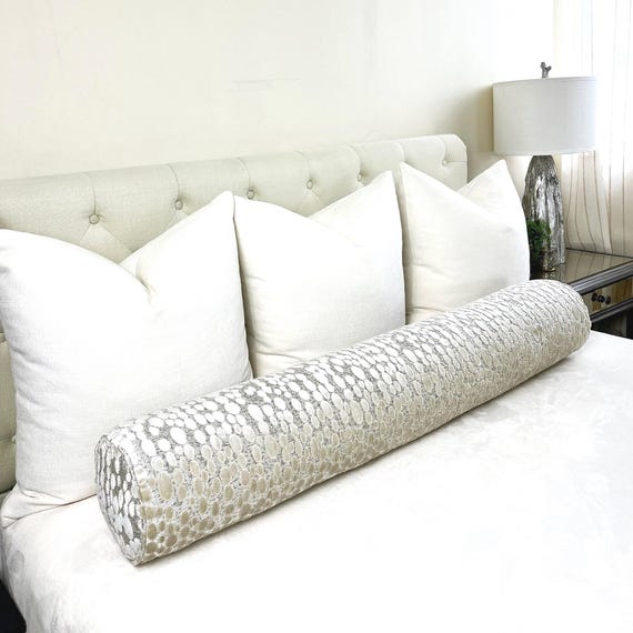 Extra Long Velvet Bolster Pillow  with Piping and a Dacron-wrapped Foam Insert | Custom Bolsters, Bed Pillows