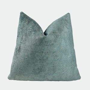 Lake Blue Chenille Throw Pillow Cover | Geometric Blue Pillow Cover | Couch Pillow | 18x18 | 20x20 | Lumbar Pillow| Shams