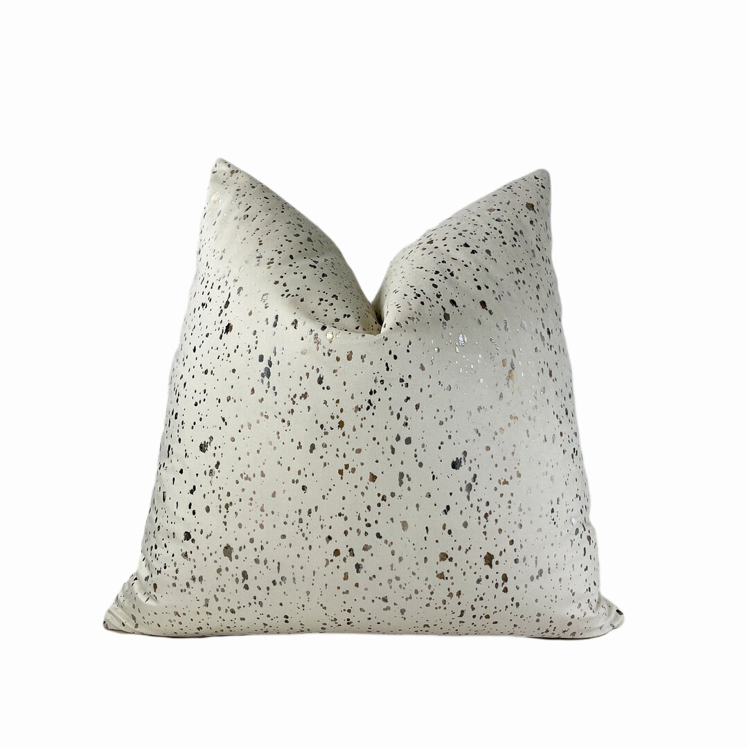 Pearl White Silver and Gold Specks Throw Pillow Cover Decorative Pillow