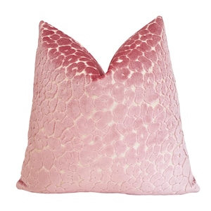 Soft Pink Leopard Velvet Throw Pillow Cover | Custom Size Designer Animal Print Cushion Cover