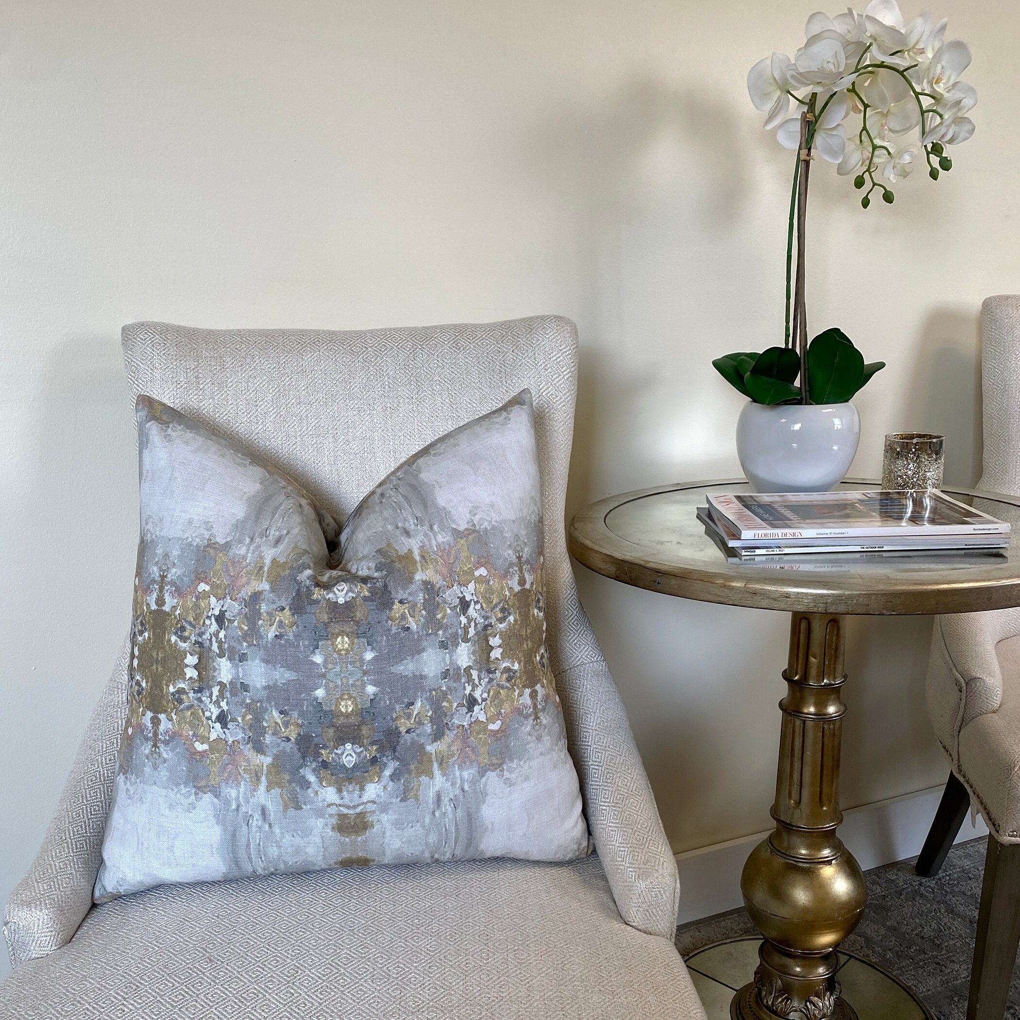 Gray and Dark Gold Abstract Throw Pillow Cover Gray Gold Etsy