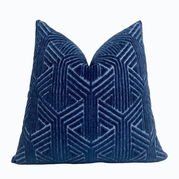 Blue Sapphire Velvet Decorative Throw Pillow Cover | Blue Designer Pillow Cover | Couch Pillow | 20x20 | 22x22 | Lumbar | Shams