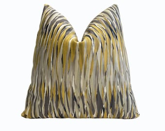 Gray Gold Cream Flora Throw Pillow Cover |  Abstract Gray Gold Designer Pillow Cover | Couch Pillow | Lumbar Pillow | 18x18 | 20x20