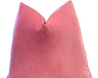 Flamingo Pink Velvet Pillow Cover | Solid Decorative Throw Pillow