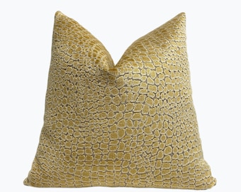 Gold Pebbles Velvet Throw Pillow Cover | Gold Cream Decorative Pillowcase | Custom Sizes