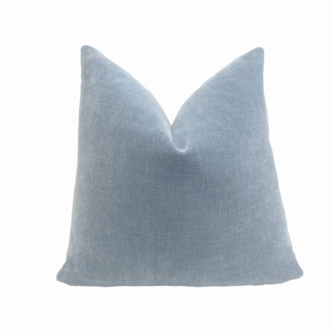 Sky Blue Velvet Throw Pillow Cover Sky Blue Decorative Pillow Cover