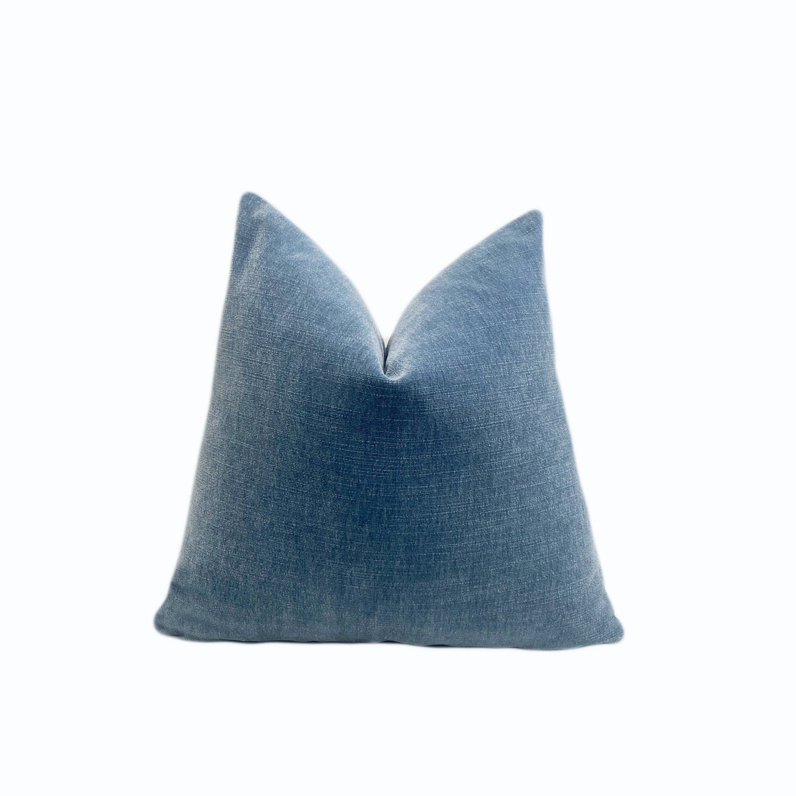 Coastal Blue Solid Velvet Pillow Cover Blue Velvet Toss Etsy