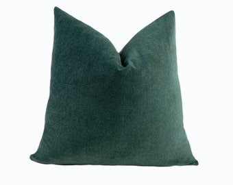 Forrest Green Solid Velvet Throw Pillow Cover | Green Velvet Cushion Cover | Green Decorative Pillow Cover | 20x20" | Lumbar Pillow | Sham