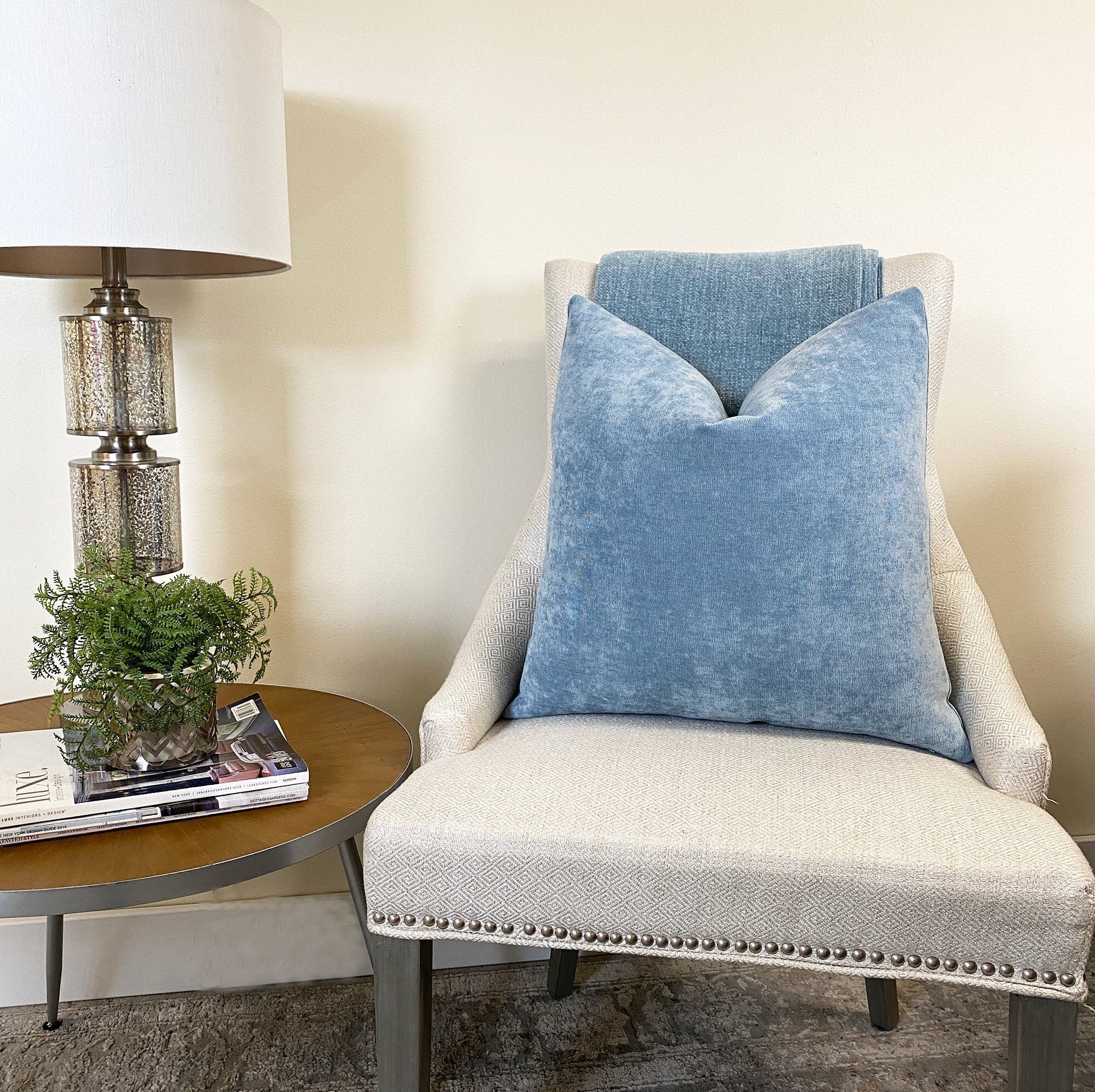 Light Blue Velvet Throw Pillow Cover Light Blue Velvet Etsy