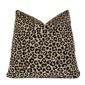 Black Gold Leopard Print Velvet Throw Pillow Cover | Brown Animal Print Pillow Cover | 20x20 | 22x22 | Sham | Lumbar Pillow | Custom Size
