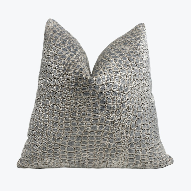 Steel Blue Pebbles Velvet Throw Pillow Cover - Thumbnail 2